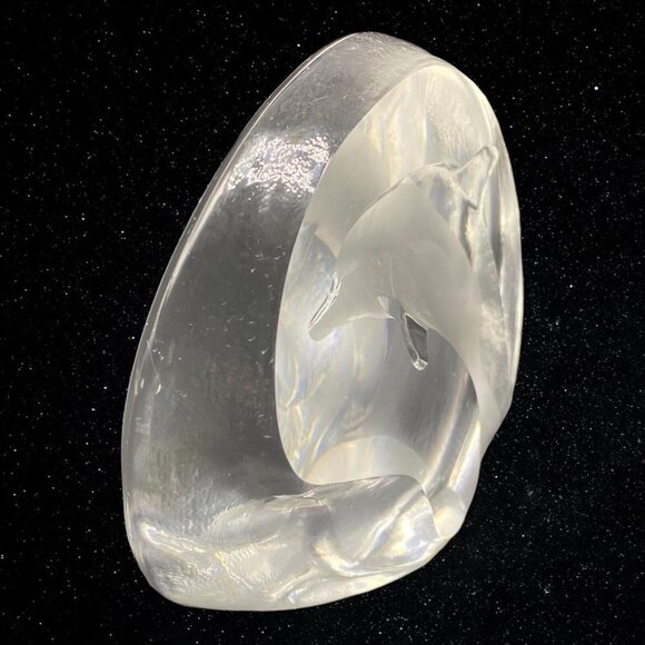 Mats Jonasson Dolphin Paperweight Full Lead Signed Sweden 4”T 4.5”W - Picture 4 of 9